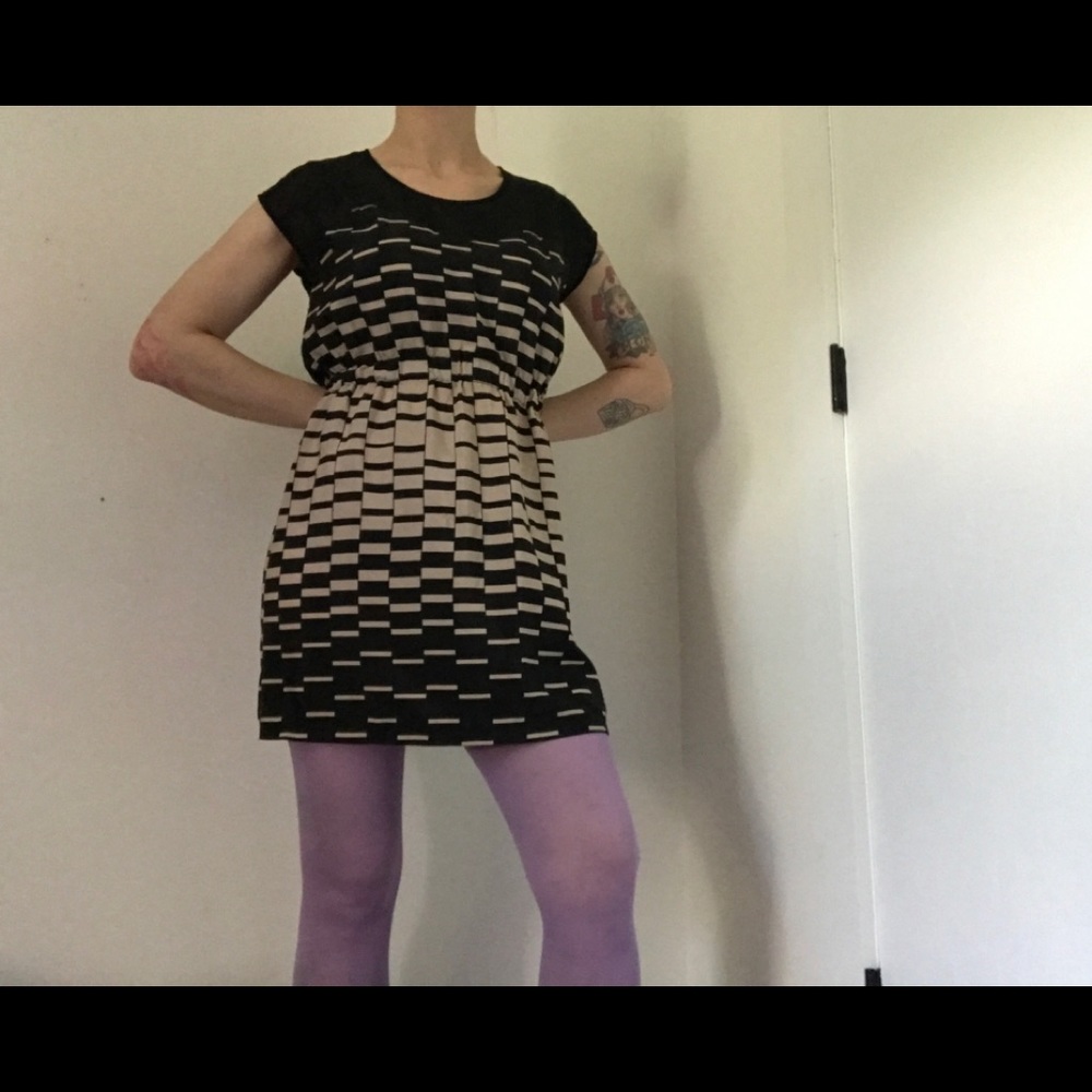 Forever 21 XXI Nude/Black Striped Print Dress